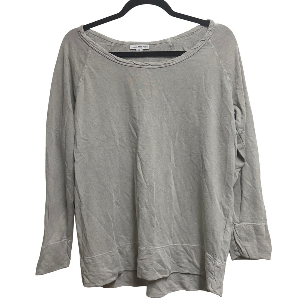 James Perse Standard Supima Cotton Raglan Grey Sweatshirt Cozy Size 4